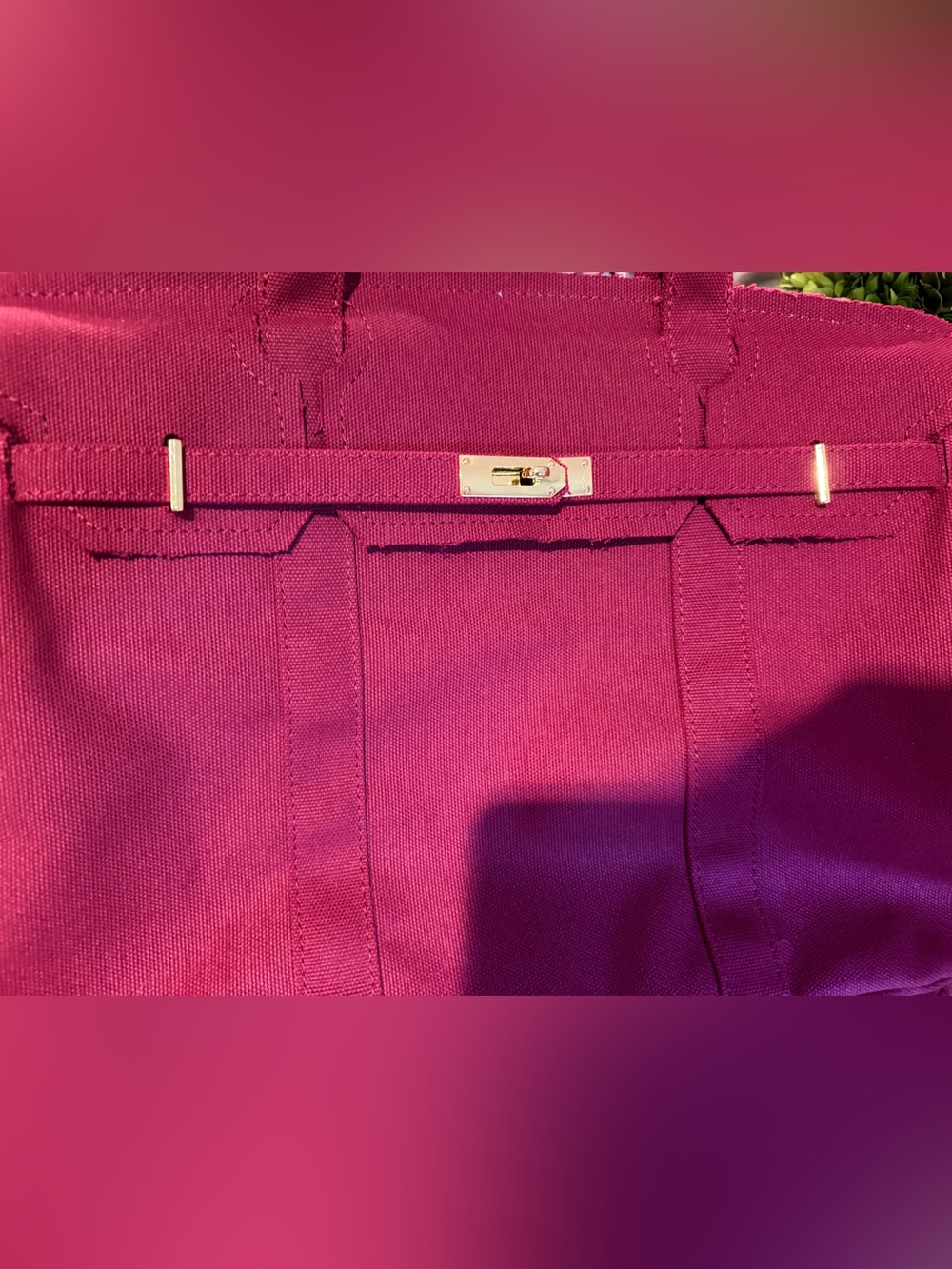 Classic Burgundy Boat Tote Bag with Gold Hardware - Picture 7 of 7